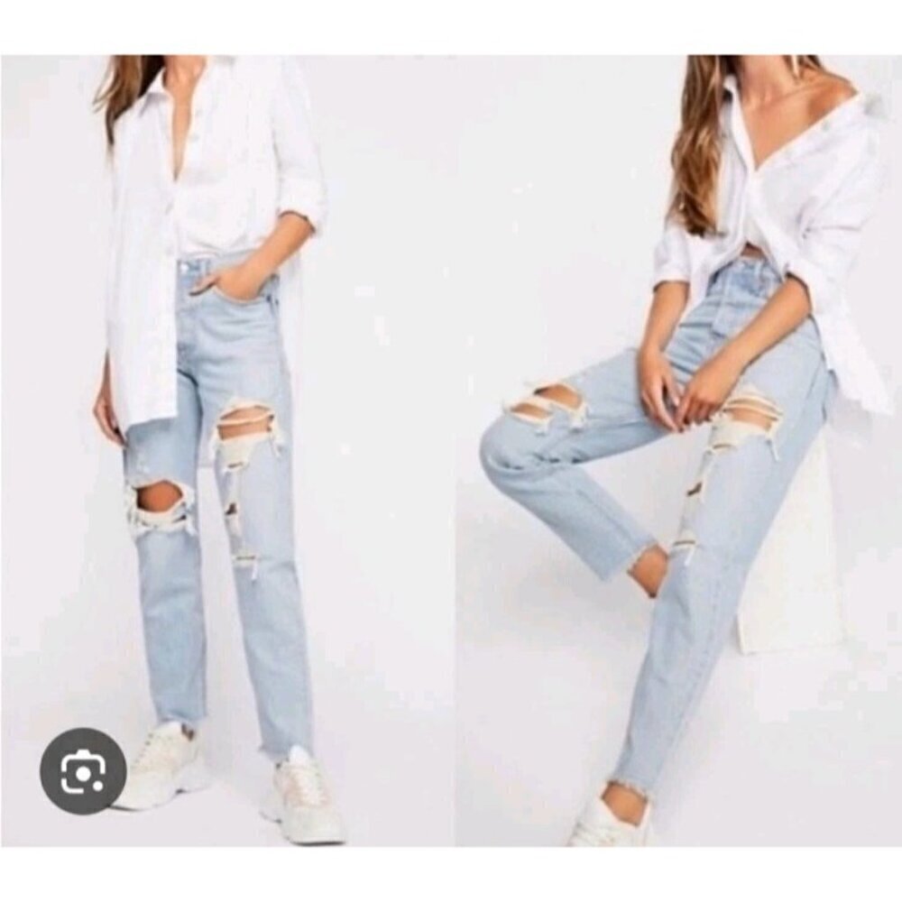 Frame Le Garcon Distressed Boyfriend Jeans In Natoma Light Wash Women’s Size 25 - Picture 2 of 11